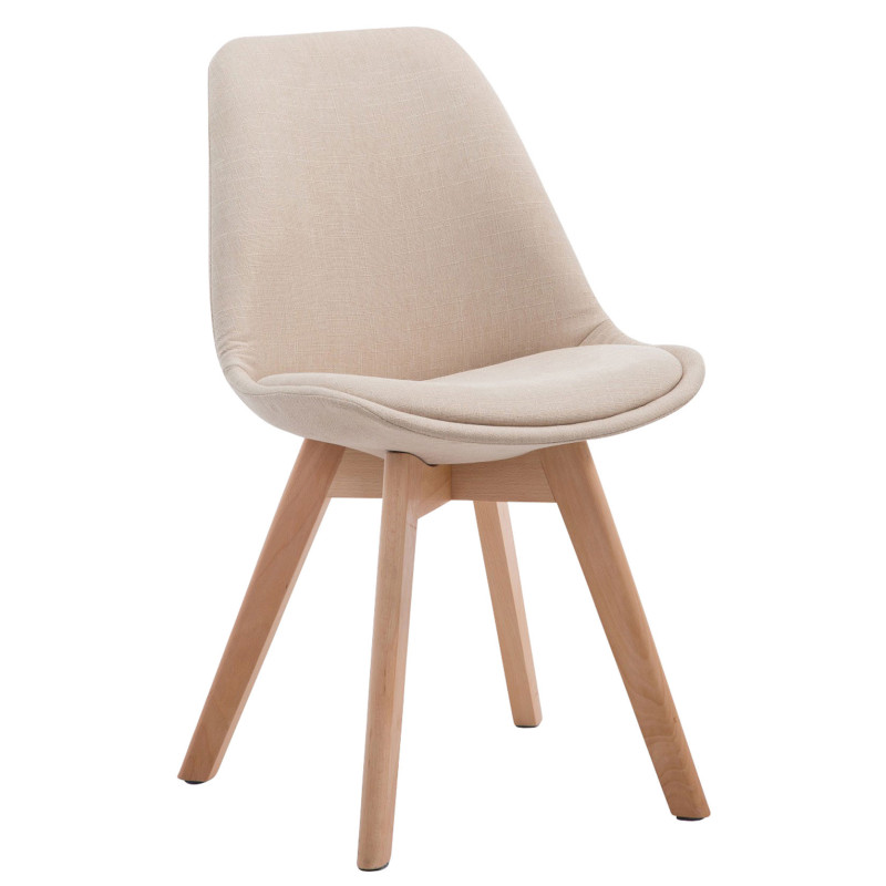 Chaise Sakina en Polyester Beige Bois de hêtre Naturel - 1