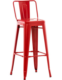 Tabouret de bar Avec dossier Thiméo en Métal Rouge - 1