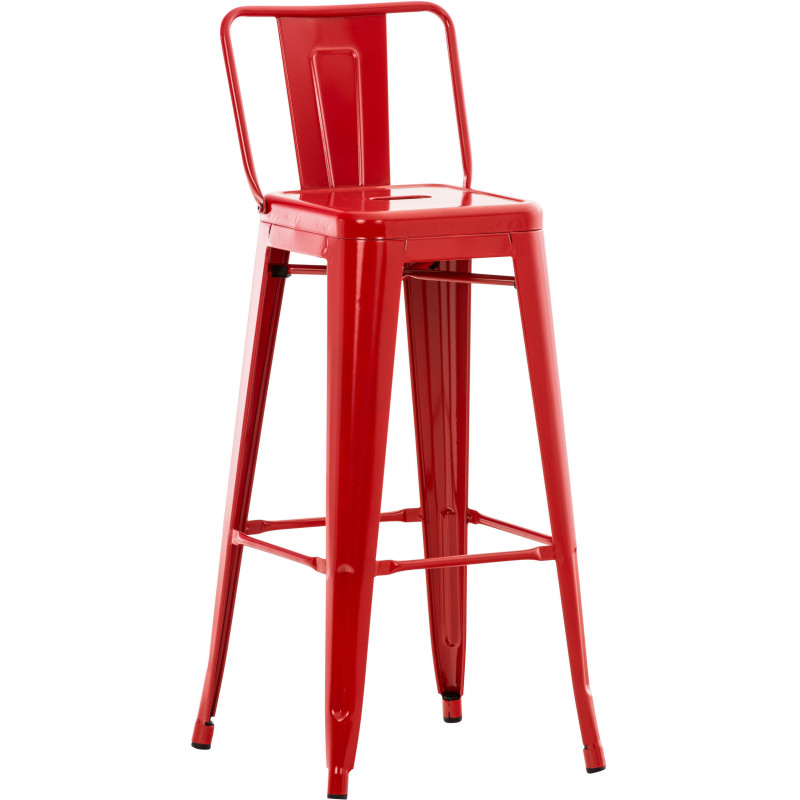 Tabouret de bar Avec dossier Thiméo en Métal Rouge - 1