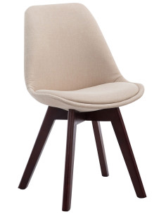 Chaise Sakina en Polyester Beige Bois de hêtre Noyer - 1