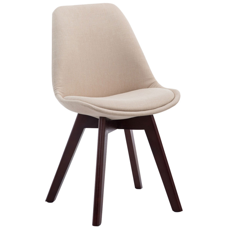Chaise Sakina en Polyester Beige Bois de hêtre Noyer - 1