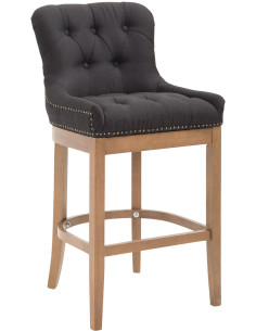 Tabouret de bar Avec dossier Ulysse en Polyester Noir Bois de caoutchouc  - 1