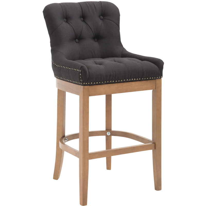Tabouret de bar Avec dossier Ulysse en Polyester Noir Bois de caoutchouc  - 1
