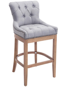 Tabouret de bar Avec dossier Ulysse en Polyester Gris clair Bois de caoutchouc - 1