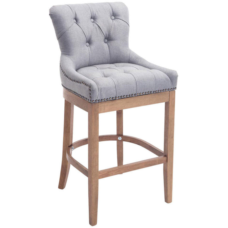 Tabouret de bar Avec dossier Ulysse en Polyester Gris clair Bois de caoutchouc - 1