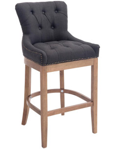 Tabouret de bar Avec dossier Ulysse en Polyester Gris foncé Bois de caoutchouc - 1