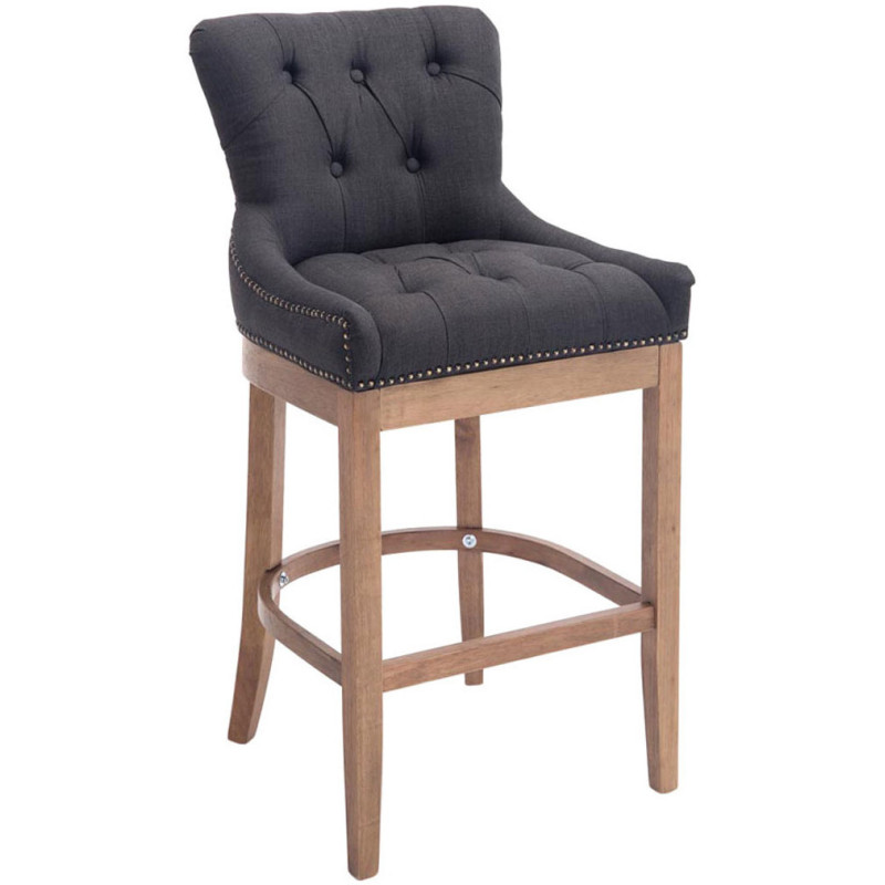Tabouret de bar Avec dossier Ulysse en Polyester Gris foncé Bois de caoutchouc - 1