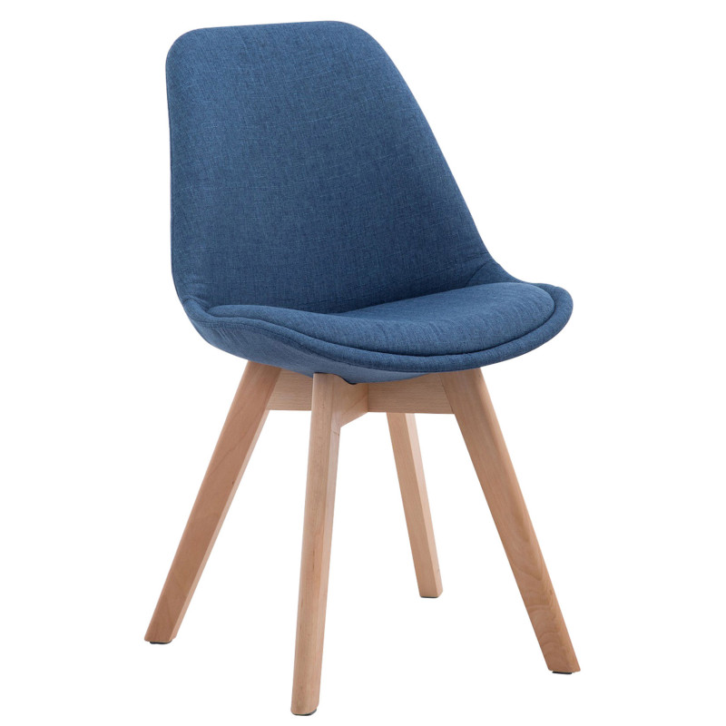 Chaise Sakina en Polyester Bleu Bois de hêtre Naturel - 1