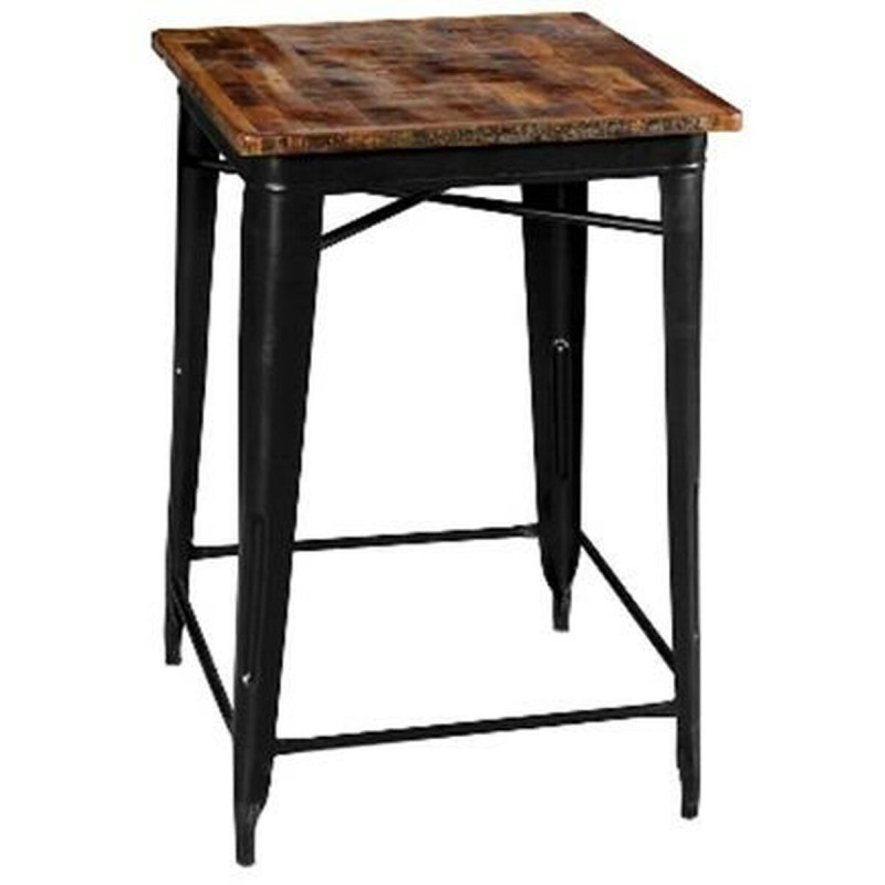 Table De Bar Haute 60x60x100 Cm - Style Industriel Marron Et Noir | Idéale Petit Espace Cuisine Ou Salon