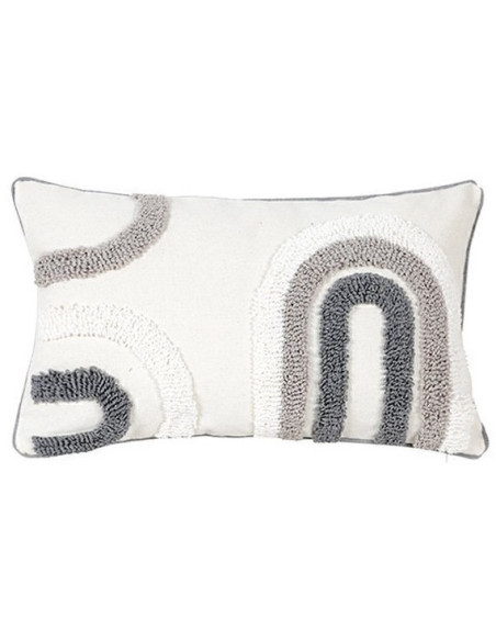 Housse de coussin Rectangulaire 50x30 en Polyester Beige Gris Motif U Naia  - 1