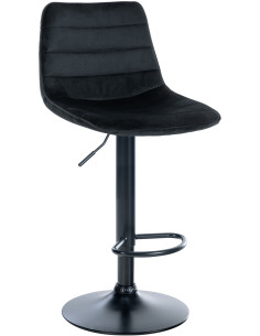 Tabouret de bar réglable pivotant en Velours Noir Métal Noir Walter - 1