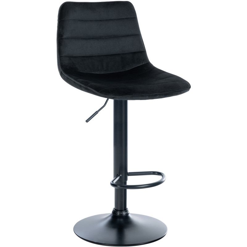 Tabouret de bar réglable pivotant en Velours Noir Métal Noir Walter - 1
