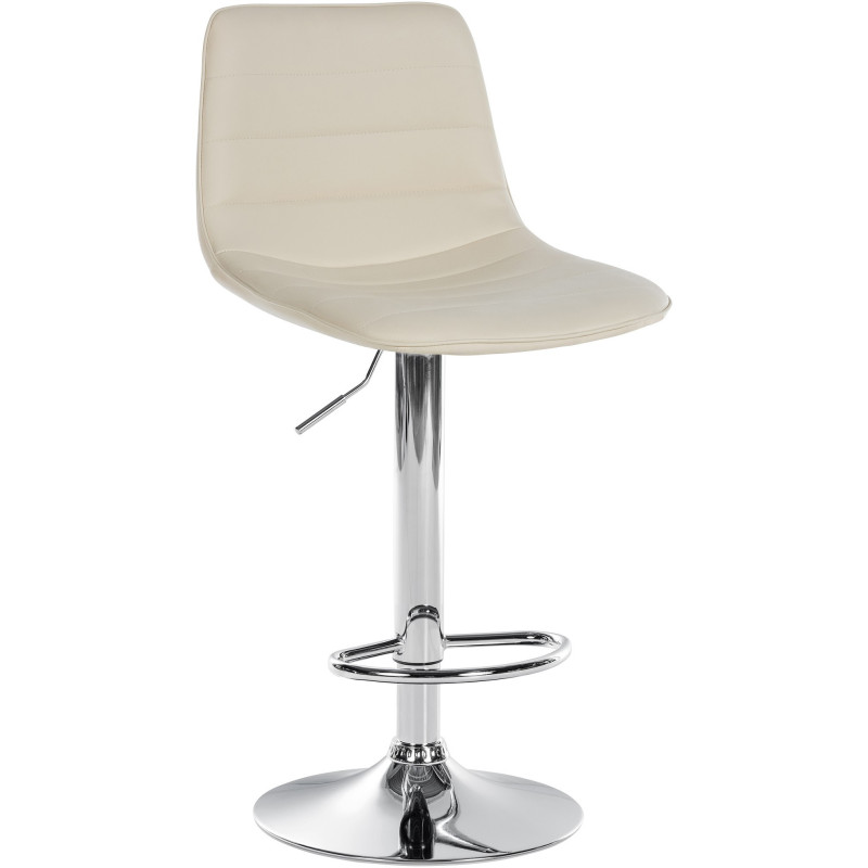 Tabouret de bar réglable pivotant en Polyuréthane Blanc crème Métal Argenté Walter  - 1