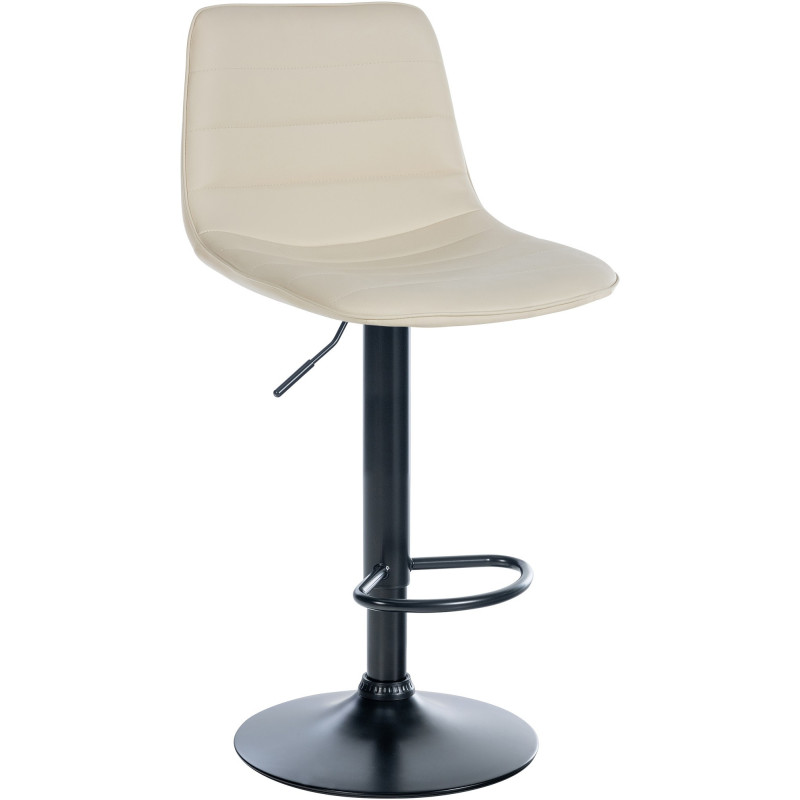Tabouret de bar réglable pivotant en Polyuréthane Blanc crème Métal Noir Walter  - 1