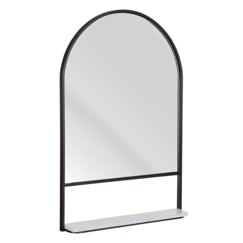 Miroir Mural Shabby Chic 60x90 Cm - Cadre Bois Et Métal, Style Fenêtre Arqué Pour Salon Ou Chambre