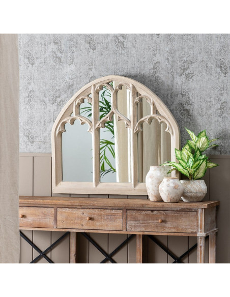 Miroir Mural Arrondi 106x94 en Résine Beige Archélia - 2