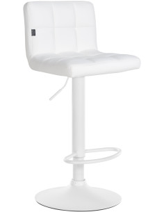 Tabouret de bar moderne matelassé en Polyuréthane Blanc Métal Blanc Willy - 1