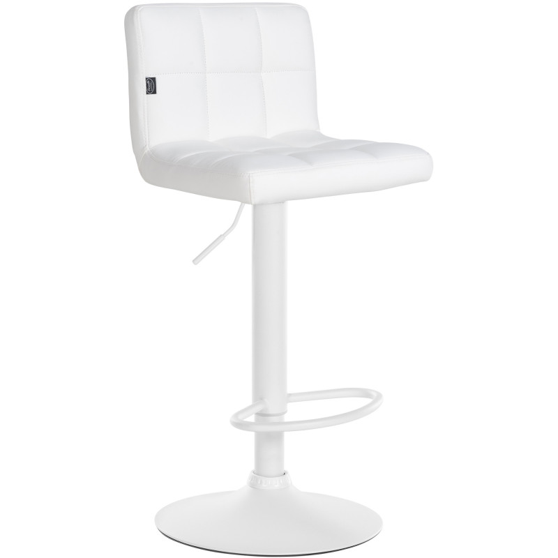 Tabouret de bar moderne matelassé en Polyuréthane Blanc Métal Blanc Willy - 1