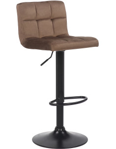Tabouret de bar moderne matelassé en Velours Marron Métal Noir Willy - 1