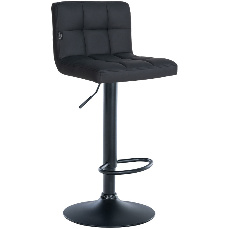 Tabouret de bar moderne matelassé en Polyuréthane Noir Métal Noir Willy - 1