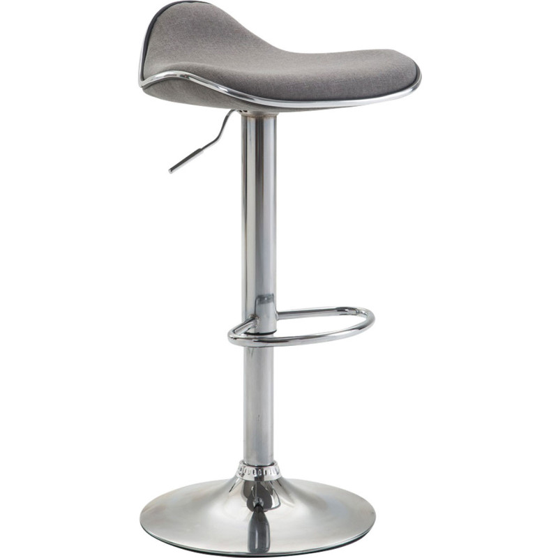 Tabouret de bar moderne en Tissu Gris clair Métal Argenté Brillant Capano - 1