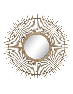 Miroir Mural Rond Diamètre 90 cm en Bois de bambou Naturel Aspané - 1