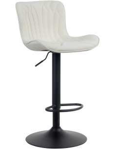 Tabouret de bar Avec dossier Ylann en Polyester Beige Métal Noir Mat - 1