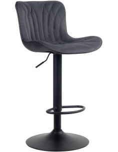 Tabouret de bar Avec dossier Ylann en Velours Noir Métal Noir Mat - 1