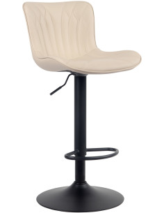 Tabouret de bar Avec dossier Ylann en Polyuréthane Beige Métal Noir Mat - 1