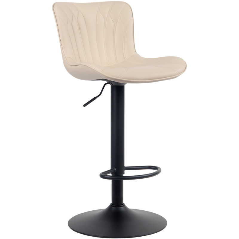 Tabouret de bar Avec dossier Ylann en Polyuréthane Beige Métal Noir Mat - 1