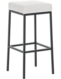 Tabouret de bar Hauteur 80 cm Yvan en Polyuréthane Blanc Métal Noir Mat - 1