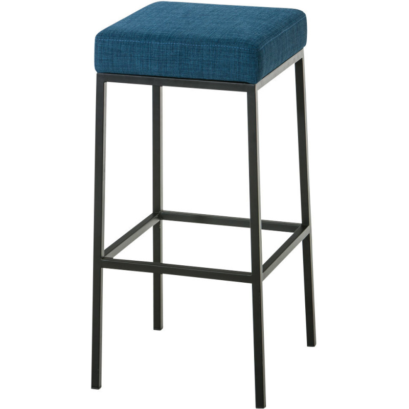 Tabouret de bar Hauteur 85 cm Yvan en Polyester Bleu Métal Noir Mat - 1