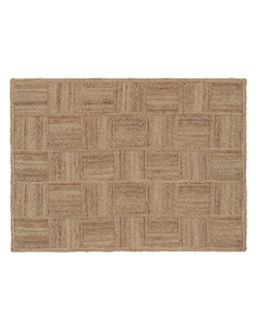 Tapis Rectangulaire 200x290 en Jute Naturel Motif carrés Qasim - 1