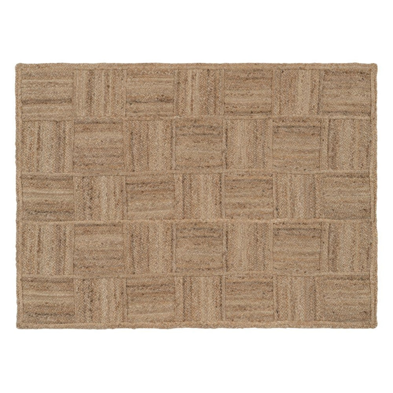 Tapis Rectangulaire 200x290 en Jute Naturel Motif carrés Qasim - 1