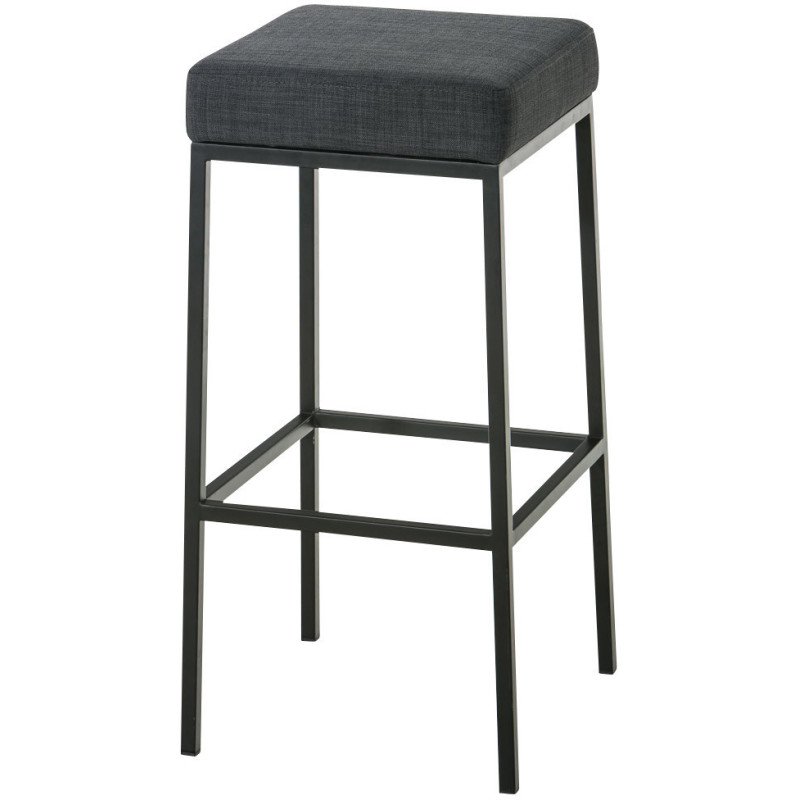 Tabouret de bar Hauteur 80 cm Yvan en Polyester Gris foncé Métal Noir Mat - 1