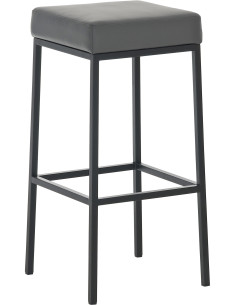 Tabouret de bar Hauteur 80 cm Yvan en Polyuréthane Gris Métal Noir Mat - 1