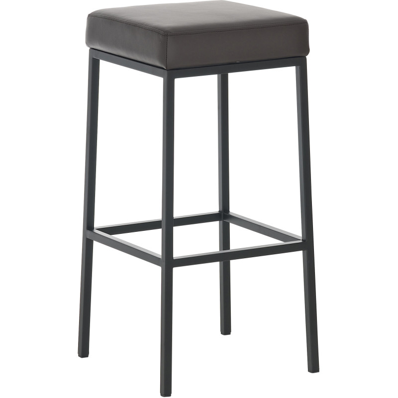 Tabouret de bar Hauteur 80 cm Yvan en Polyuréthane Chocolat Métal Noir Mat - 1