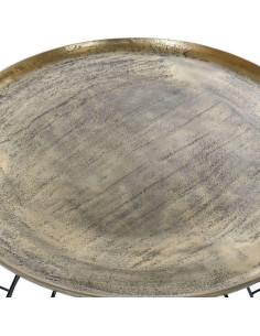 Table basse loft moderne Ronde en Métal Noir Doré Vieilli Benitachell - 1 2