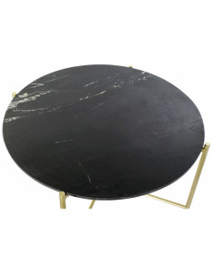 Table basse moderne chic Ronde en Marbre Noir Métal Doré Ainsa - 1 2