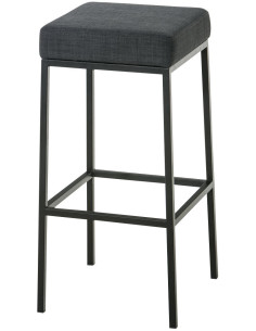 Tabouret de bar Hauteur 85 cm Yvan en Polyester Gris foncé Métal Noir Mat - 1