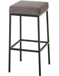 Tabouret de bar Hauteur 85 cm Yvan en Polyester Gris Métal Noir Mat - 1