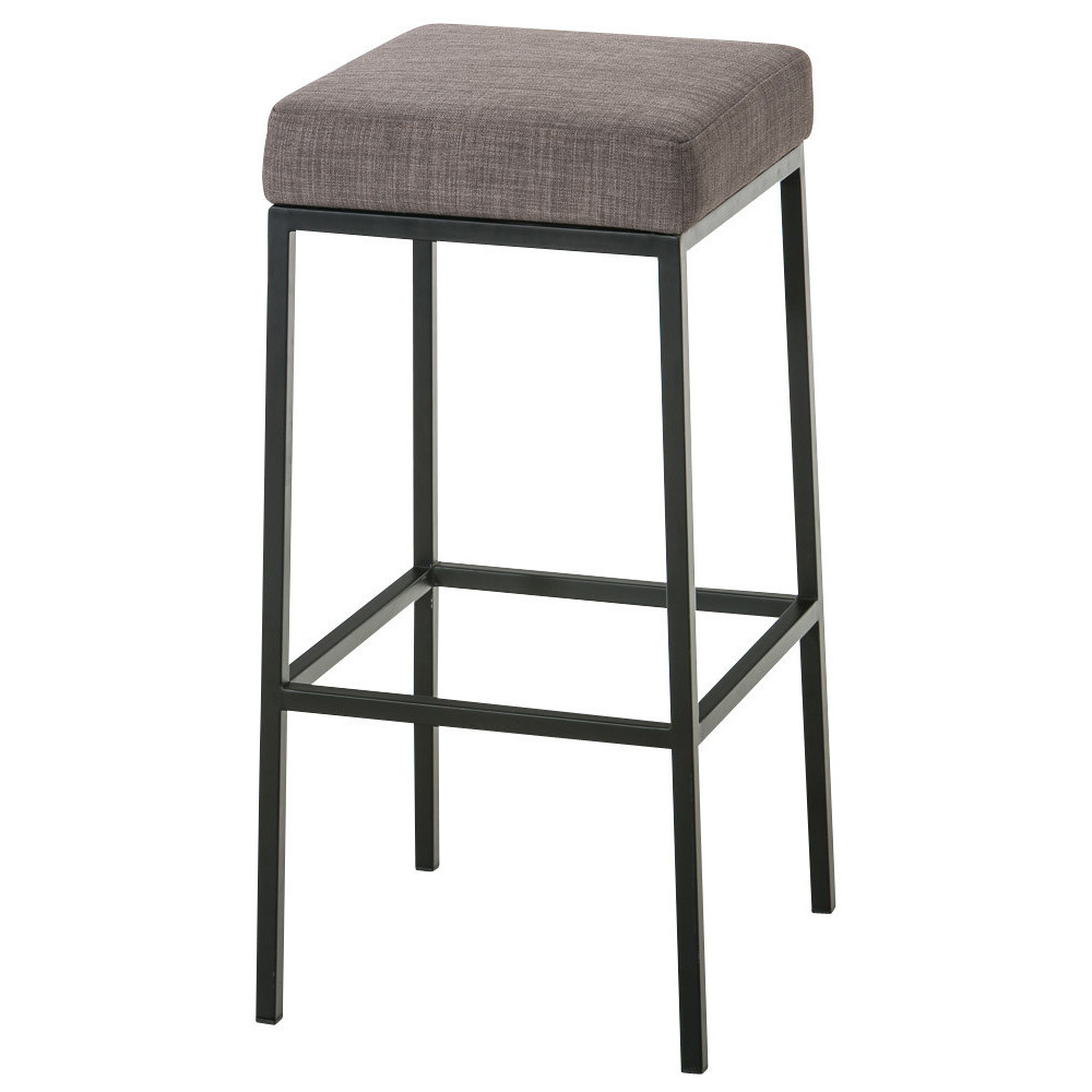 Tabouret de bar Hauteur 85 cm Yvan en Polyester Gris Métal Noir Mat - 1