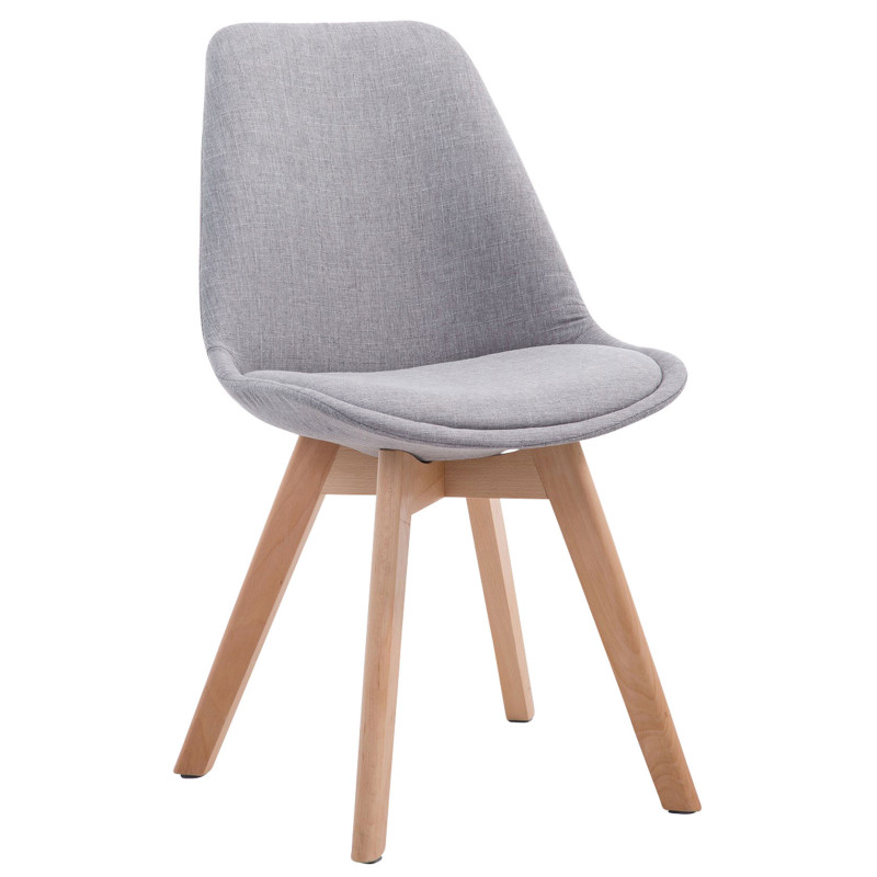 Chaise Sakina en Polyester Gris clair Bois de hêtre Naturel - 1