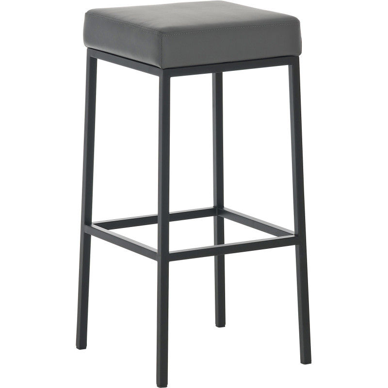 Tabouret de bar Hauteur 85 cm Yvan en Polyuréthane Gris Métal Blanc Mat - 1