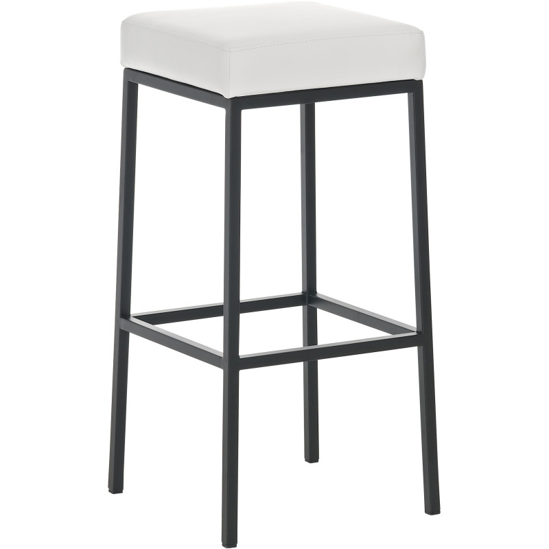 Tabouret de bar Hauteur 85 cm Yvan en Polyuréthane Blanc Métal Blanc Mat - 1