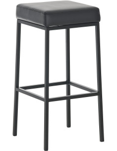Tabouret de bar Hauteur 85 cm Yvan en Polyuréthane Noir Métal Noir Mat - 1