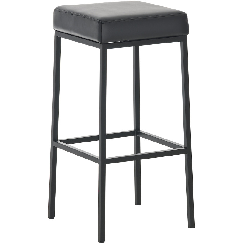 Tabouret de bar Hauteur 85 cm Yvan en Polyuréthane Noir Métal Noir Mat - 1