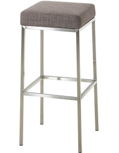 Tabouret de bar Hauteur 85 cm Yvan en Polyester Gris Acier inoxydable Argenté Brossé mat - 1