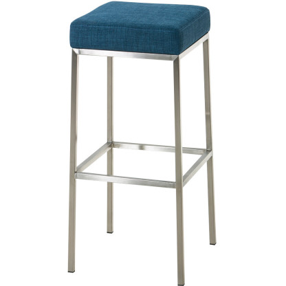Tabouret de bar Hauteur 80 cm Yvan en Polyester Bleu Acier inoxydable Argenté Brossé mat - 1