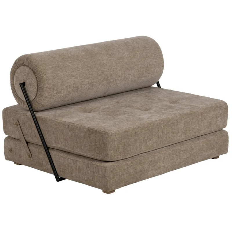 Fauteuil Chauffeuse moderne 1 place en Tissu Beige Bois Estepa - 1